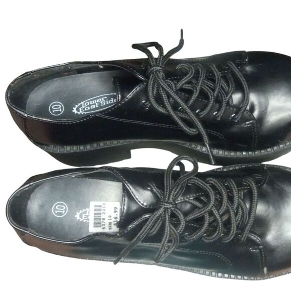 Vintage 90's Y2K Black Lower East Side Chunky Platform Lace Up Loafers NWT 10 - Picture 6 of 9